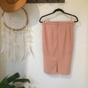 Sheer nude knee length skirt